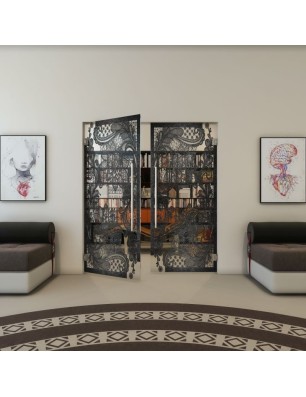 Pendeltür - Fineprint Model 108 Schwarz auf Klarglas