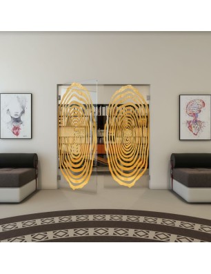 Pendeltür - Fineprint Model 109 Gold auf Klarglas