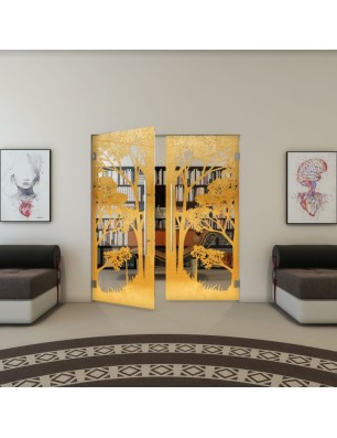 Pendeltür - Fineprint Model 110 Gold auf Klarglas