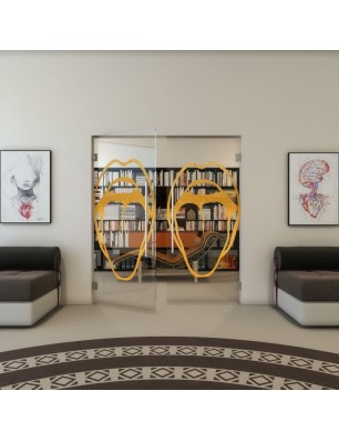 Pendeltür - Fineprint Model 111 Gold auf Klarglas