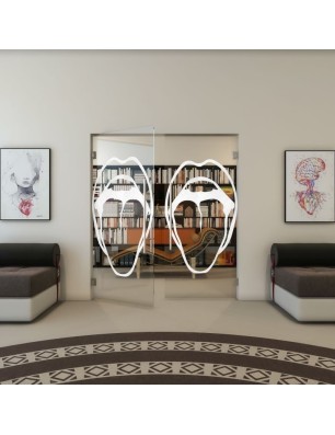 Pendeltür - Fineprint Model 111 Weiss auf Klarglas