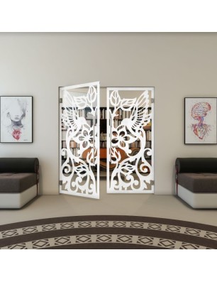 Pendeltür - Fineprint Model 112 Weiss auf Klarglas