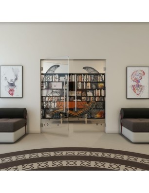 Pendeltür - Fineprint Model 113 Schwarz auf Klarglas