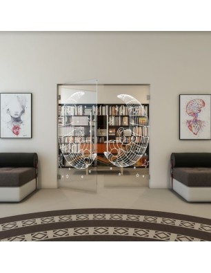 Pendeltür - Fineprint Model 113 Weiss auf Klarglas