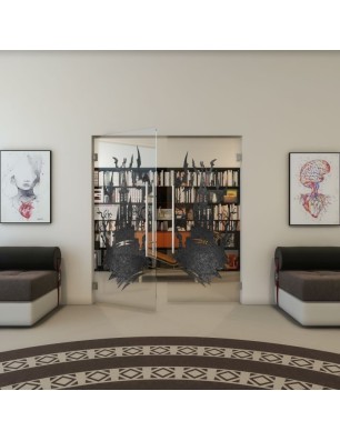 Pendeltür - Fineprint Model 114 Schwarz auf Klarglas