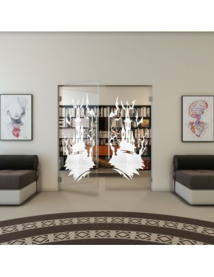 Pendeltür - Fineprint Model 114 Weiss auf Klarglas