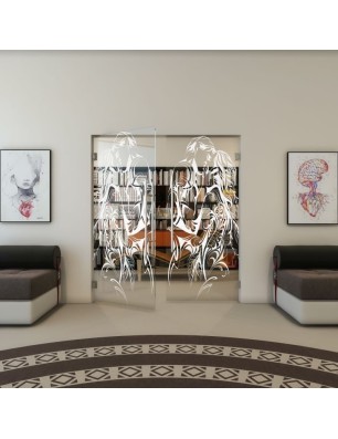 Pendeltür - Fineprint Model 116 Weiss auf Klarglas