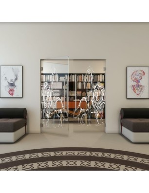 Pendeltür - Fineprint Model 117 Weiss auf Klarglas