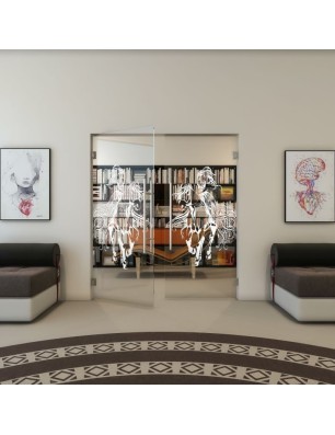 Pendeltür - Fineprint Model 118 Weiss auf Klarglas