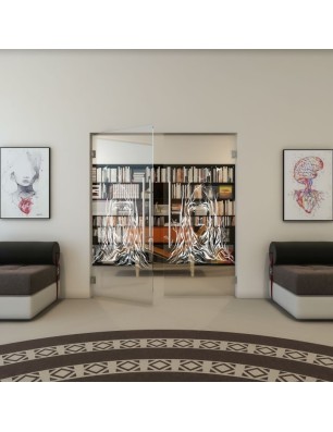 Pendeltür - Fineprint Model 119 Weiss auf Klarglas