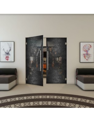 Pendeltür - Fineprint Model 120 Schwarz auf Klarglas