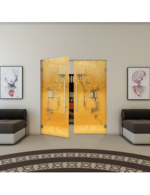 Pendeltür - Fineprint Model 120 Gold auf Klarglas