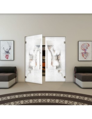 Pendeltür - Fineprint Model 120 Weiss auf Klarglas