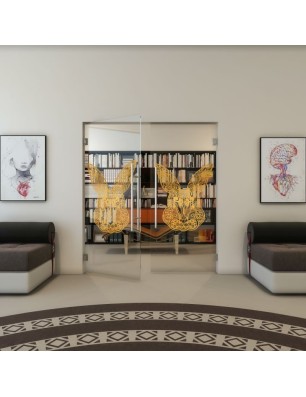 Pendeltür - Fineprint Model 121 Gold auf Klarglas