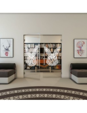 Pendeltür - Fineprint Model 121 Weiss auf Klarglas