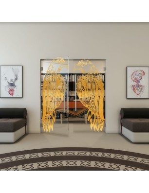 Pendeltür - Fineprint Model 122 Gold auf Klarglas