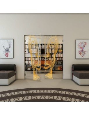 Pendeltür - Fineprint Model 123 Gold auf Klarglas