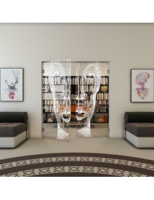 Pendeltür - Fineprint Model 123 Weiss auf Klarglas