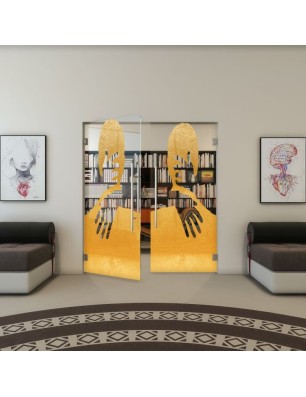 Pendeltür - Fineprint Model 124 Gold auf Klarglas