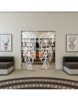 Pendeltür - Fineprint Model 125 Weiss auf Klarglas