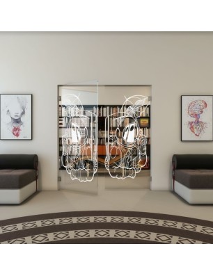 Pendeltür - Fineprint Model 126 Weiss auf Klarglas