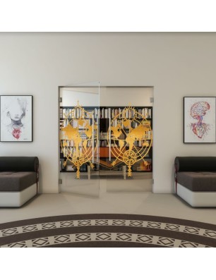 Pendeltür - Fineprint Model 127 Gold auf Klarglas