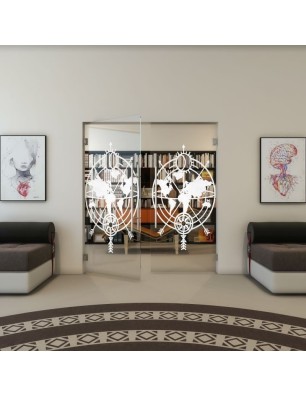 Pendeltür - Fineprint Model 127 Weiss auf Klarglas