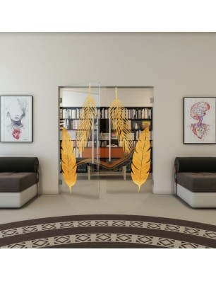 Pendeltür - Fineprint Model 129 Gold auf Klarglas