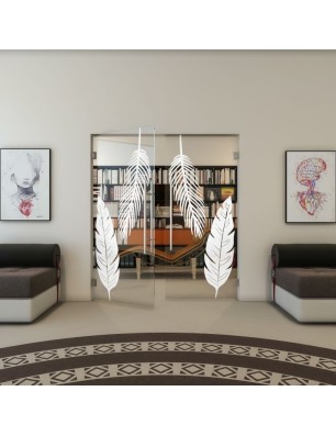 Pendeltür - Fineprint Model 129 Weiss auf Klarglas