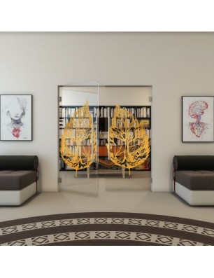 Pendeltür - Fineprint Model 130 Gold auf Klarglas