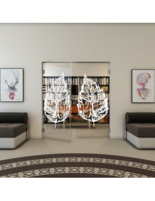 Pendeltür - Fineprint Model 130 Weiss auf Klarglas