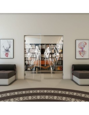 Pendeltür - Fineprint Model 131 Weiss auf Klarglas