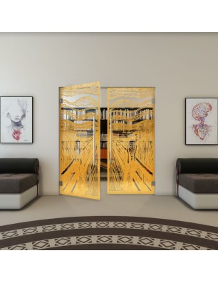 Pendeltür - Fineprint Model 133 Gold auf Klarglas