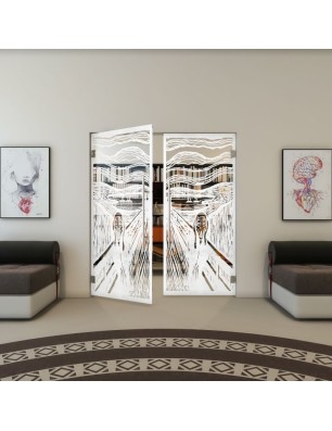 Pendeltür - Fineprint Model 133 Weiss auf Klarglas