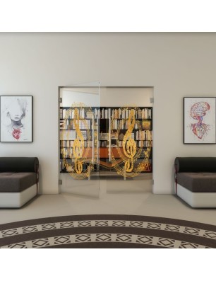 Pendeltür - Fineprint Model 134 Gold auf Klarglas