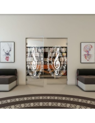 Pendeltür - Fineprint Model 134 Weiss auf Klarglas