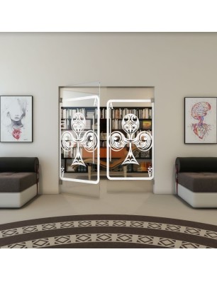 Pendeltür - Fineprint Model 135 Weiss auf Klarglas