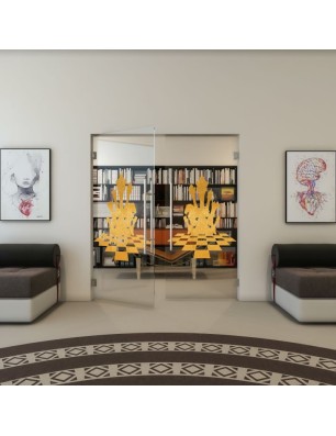 Pendeltür - Fineprint Model 136 Gold auf Klarglas