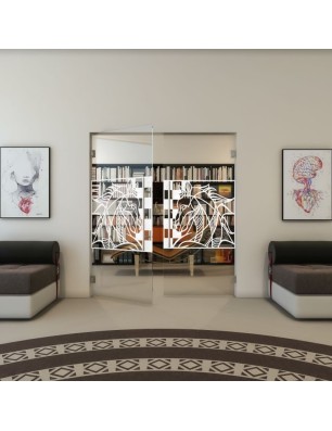 Pendeltür - Fineprint Model 137 Weiss auf Klarglas