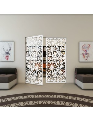 Pendeltür - Fineprint Model 145 Weiss auf Klarglas