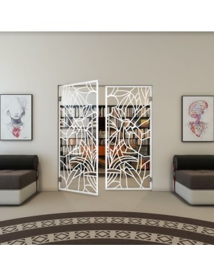 Pendeltür - Fineprint Model 148 Weiss auf Klarglas