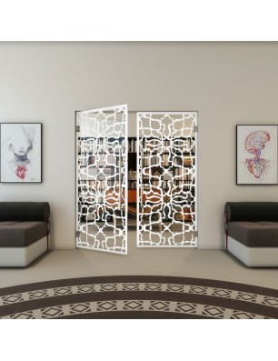 Pendeltür - Fineprint Model 150 Weiss auf Klarglas