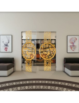 Pendeltür - Fineprint Model 151 Gold auf Klarglas