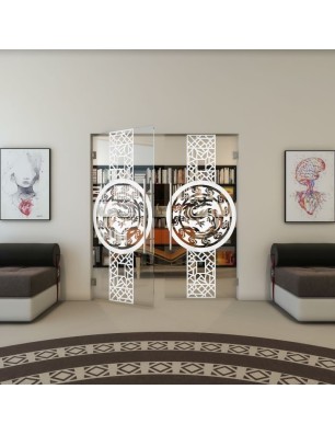 Pendeltür - Fineprint Model 151 Weiss auf Klarglas