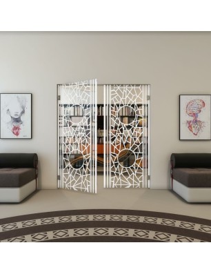 Pendeltür - Fineprint Model 154 Weiss auf Klarglas