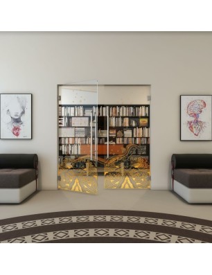 Pendeltür - Fineprint Model 155 Gold auf Klarglas