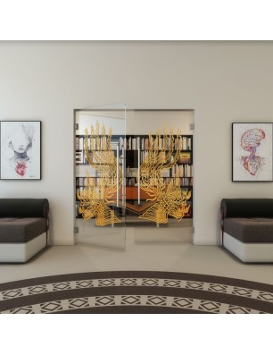 Pendeltür - Fineprint Model 157 Gold auf Klarglas