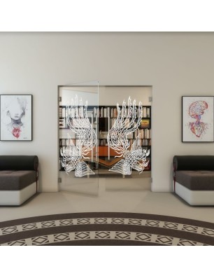 Pendeltür - Fineprint Model 157 Weiss auf Klarglas