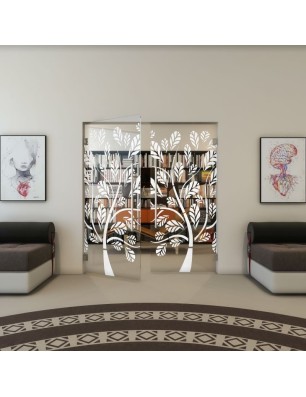 Pendeltür - Fineprint Model 159 Weiss auf Klarglas