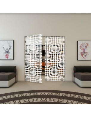 Pendeltür - Fineprint Model 162 Weiss auf Klarglas